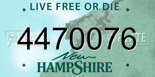 4470076 New Hampshire License Plate