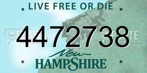4472738 New Hampshire License Plate