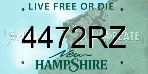 4472RZ New Hampshire License Plate