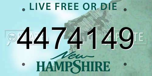 4474149 New Hampshire License Plate