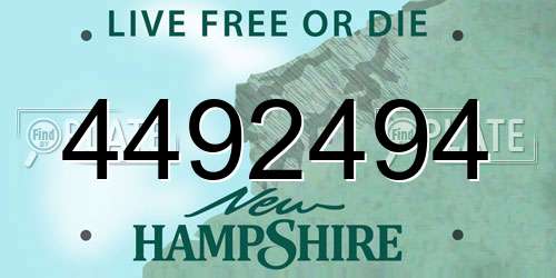 4492494 New Hampshire License Plate