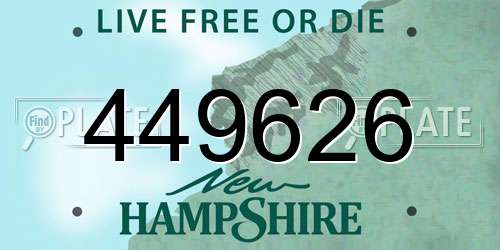 449626 New Hampshire License Plate