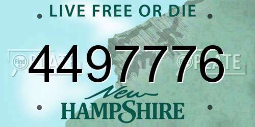 4497776 New Hampshire License Plate