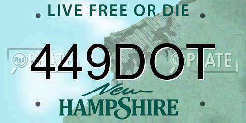 449DOT New Hampshire License Plate