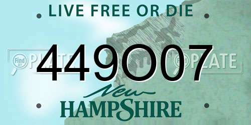 449O07 New Hampshire License Plate