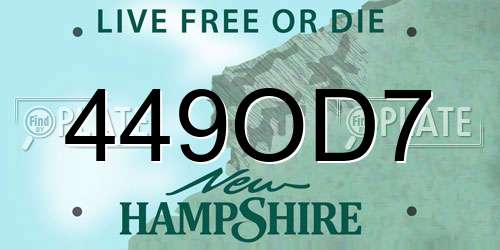 449OD7 New Hampshire License Plate