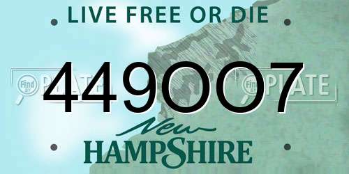 449OO7 New Hampshire License Plate