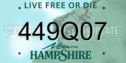 449Q07 New Hampshire License Plate