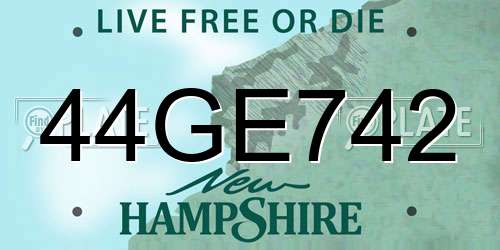 44GE742 New Hampshire License Plate