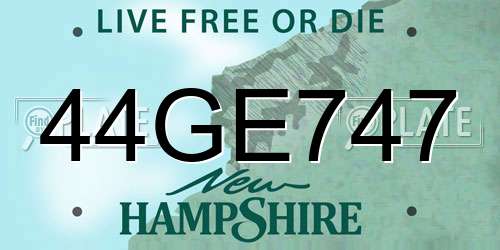 44GE747 New Hampshire License Plate