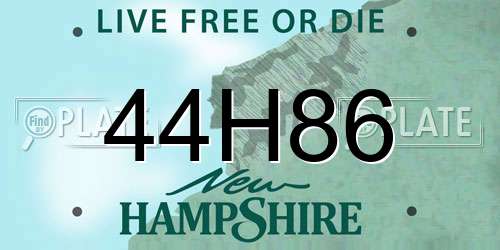 44H86 New Hampshire License Plate