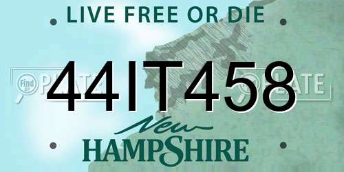 44IT458 New Hampshire License Plate