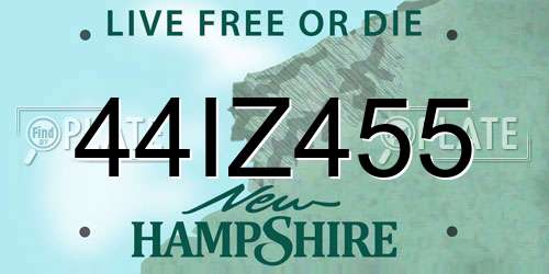 44IZ455 New Hampshire License Plate