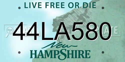 44LA580 New Hampshire License Plate