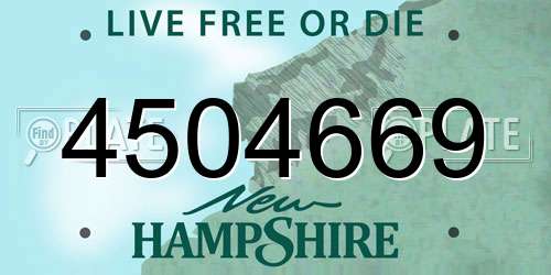 4504669 New Hampshire License Plate