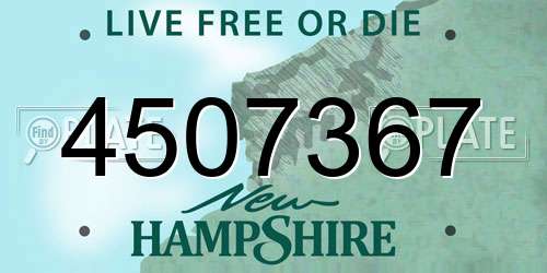 4507367 New Hampshire License Plate