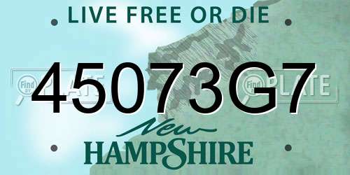 45073G7 New Hampshire License Plate