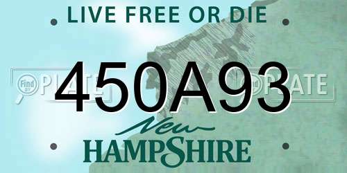 450A93 New Hampshire License Plate