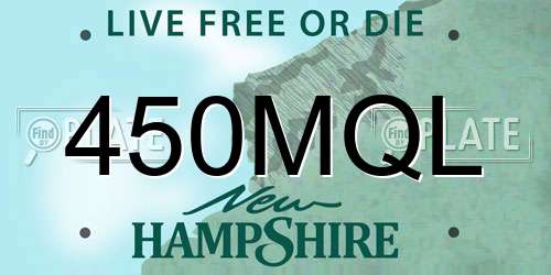 450MQL New Hampshire License Plate