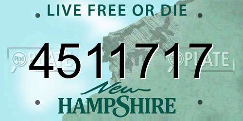 4511717 New Hampshire License Plate