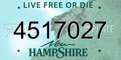 4517027 New Hampshire License Plate