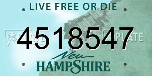4518547 New Hampshire License Plate