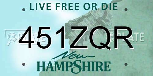 451ZQR New Hampshire License Plate