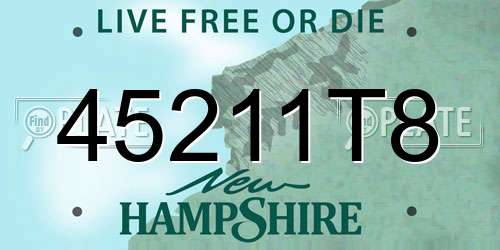 45211T8 New Hampshire License Plate