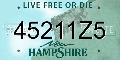 45211Z5 New Hampshire License Plate