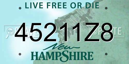 45211Z8 New Hampshire License Plate