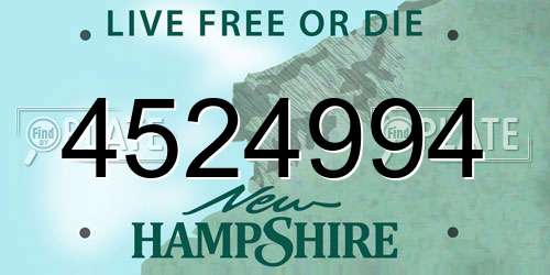 4524994 New Hampshire License Plate