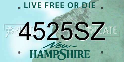 4525SZ New Hampshire License Plate