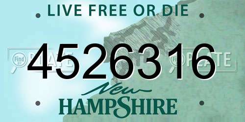 4526316 New Hampshire License Plate