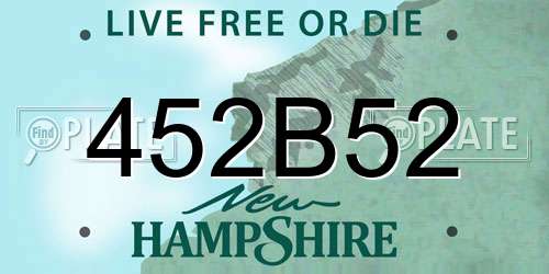 452B52 New Hampshire License Plate