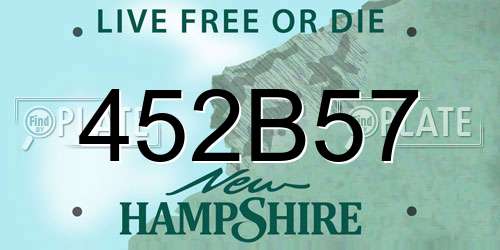 452B57 New Hampshire License Plate