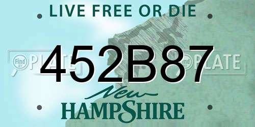 452B87 New Hampshire License Plate