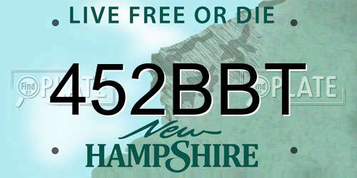 452BBT New Hampshire License Plate