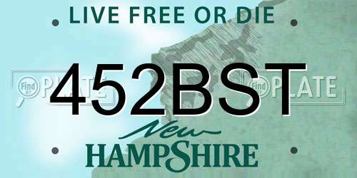 452BST New Hampshire License Plate