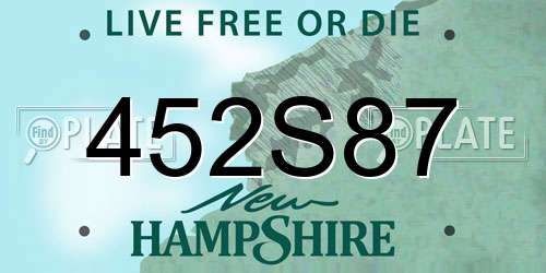 452S87 New Hampshire License Plate