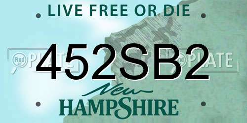 452SB2 New Hampshire License Plate
