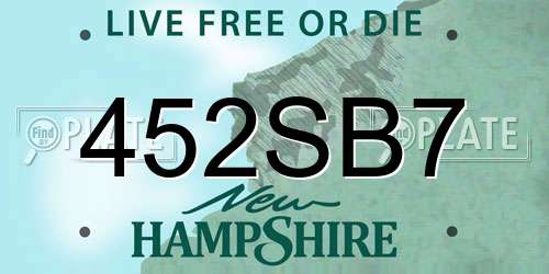 452SB7 New Hampshire License Plate