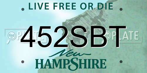 452SBT New Hampshire License Plate
