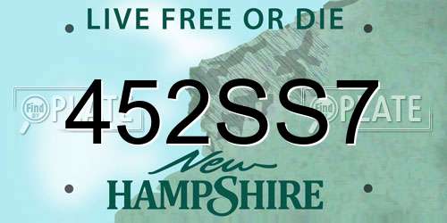 452SS7 New Hampshire License Plate