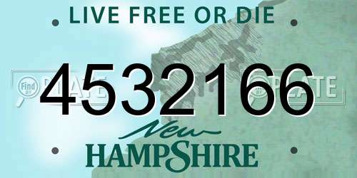 4532166 New Hampshire License Plate