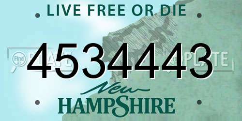 4534443 New Hampshire License Plate