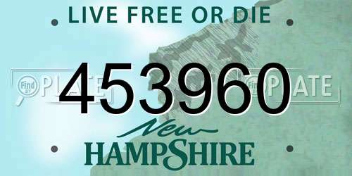 453960 New Hampshire License Plate