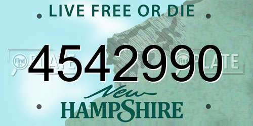4542990 New Hampshire License Plate
