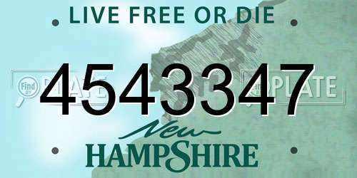 4543347 New Hampshire License Plate