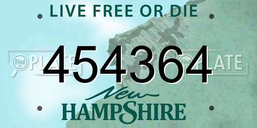454364 New Hampshire License Plate