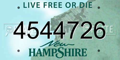 4544726 New Hampshire License Plate